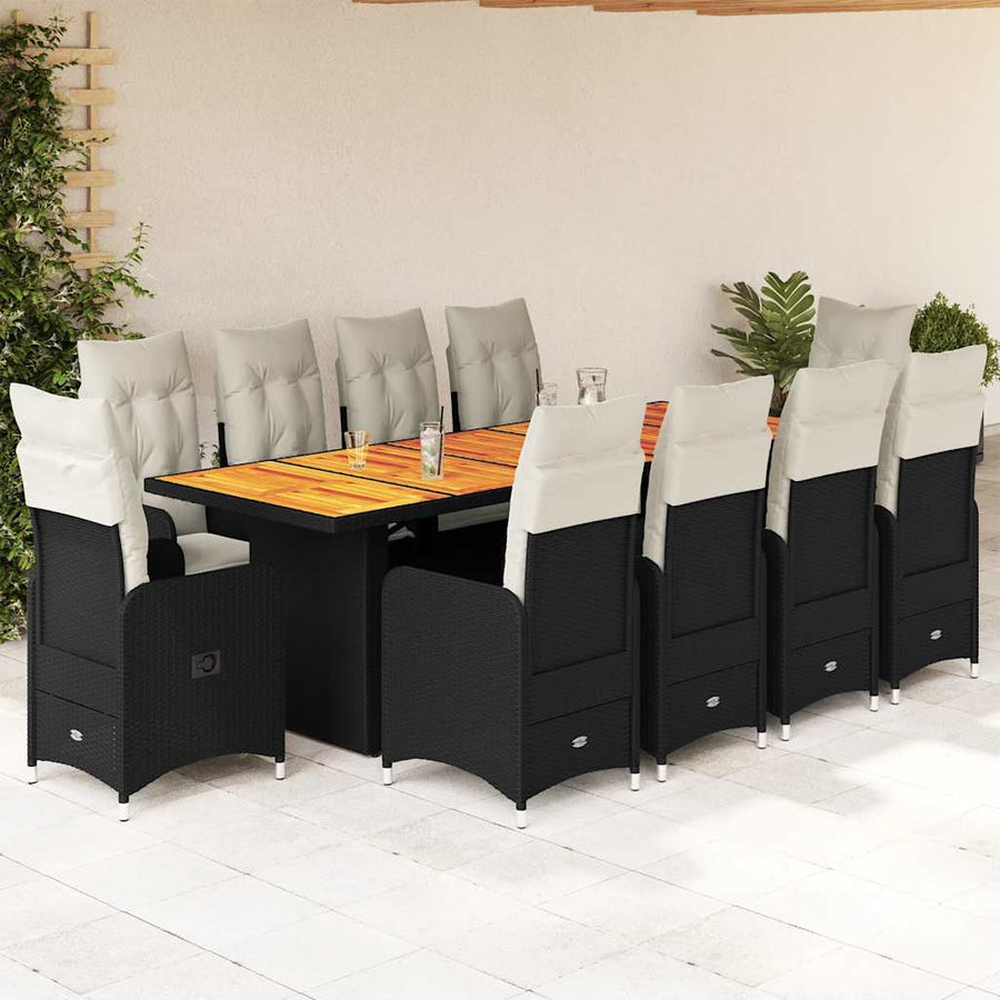 11-Delige Bistroset Met Kussens Poly Rattan Zwart 10