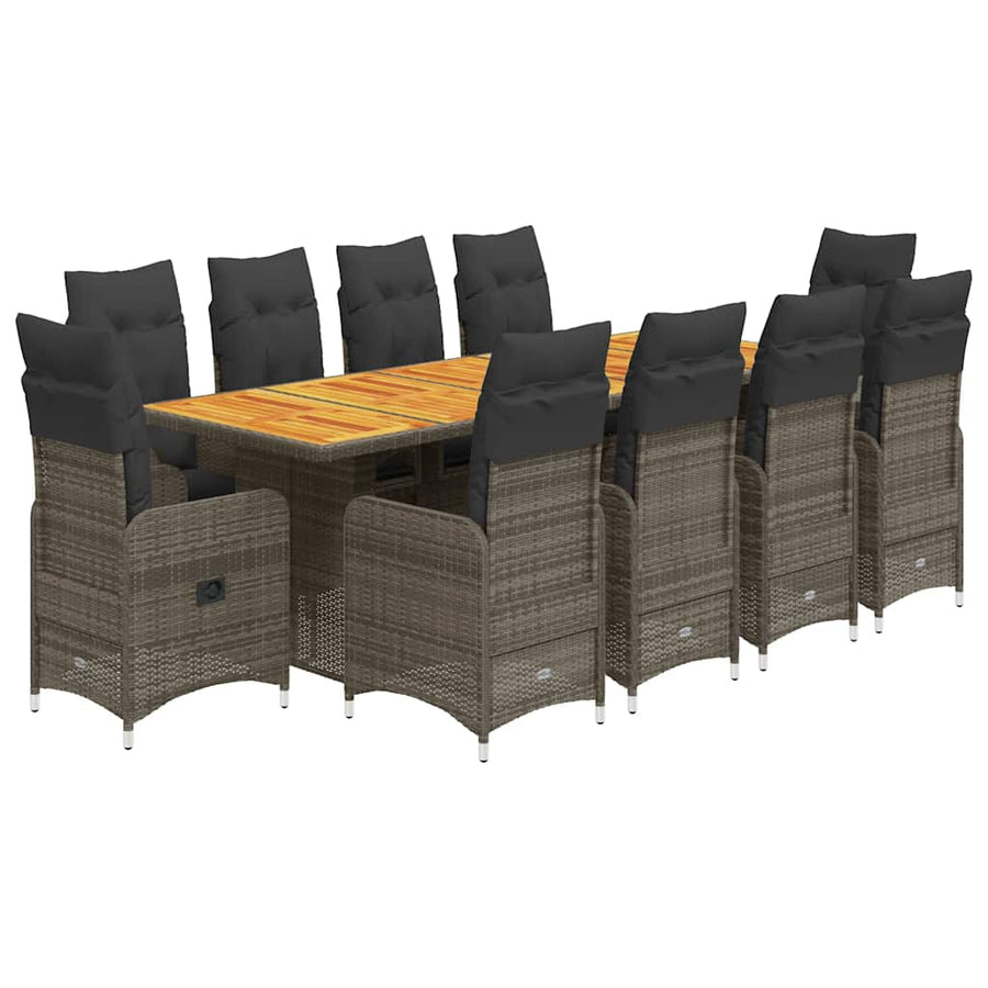 11-Delige Bistroset Met Kussens Poly Rattan Grijs 10