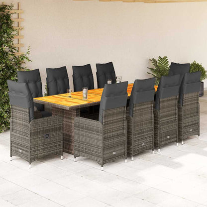 11-Delige Bistroset Met Kussens Poly Rattan Grijs 10