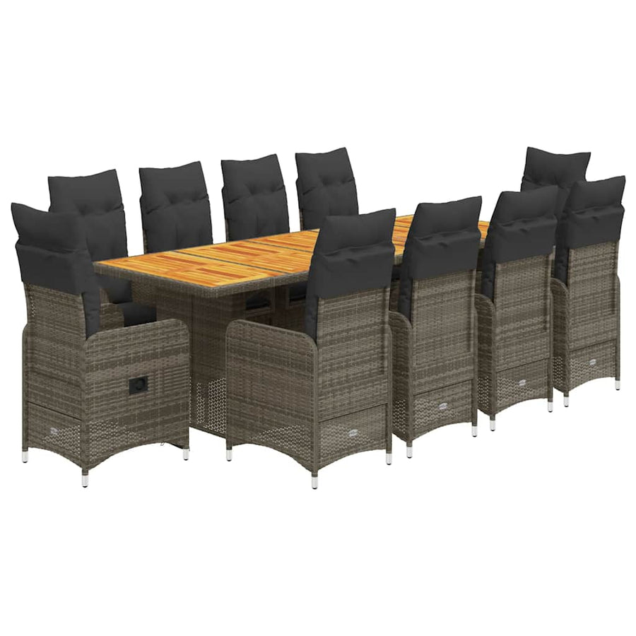 11-Delige Bistroset Met Kussens Poly Rattan Grijs 10