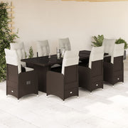 Bistroset 9-delig poly rattan bruin