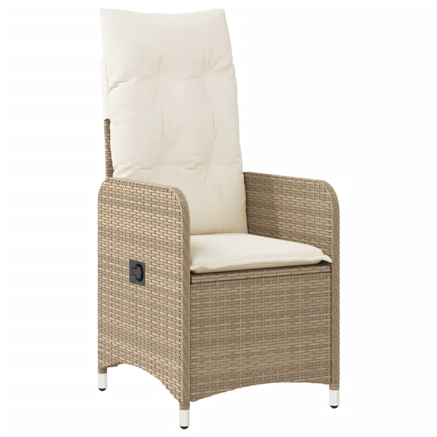 9-delige Bistroset met kussens poly rattan beige
