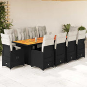 Bistroset 11-delig poly rattan zwart