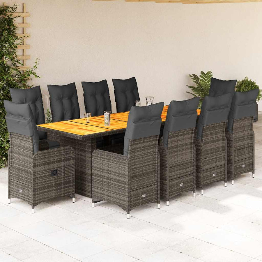 11-Delige Bistroset Met Kussens Poly Rattan 10