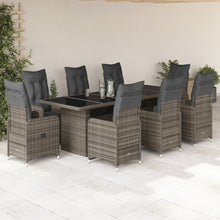9-delige Bistroset met kussens poly rattan grijs