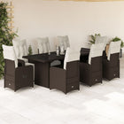 9-delige Bistroset met kussens poly rattan bruin