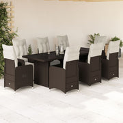 Bistroset 9-delig poly rattan bruin