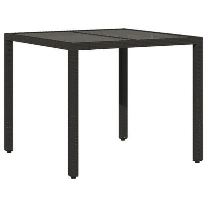 5-delige Tuinset met kussens poly rattan en glas zwart