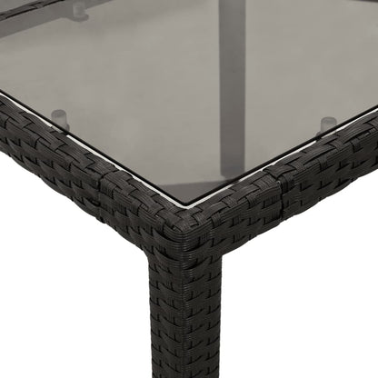 5-delige Tuinset met kussens poly rattan en glas zwart