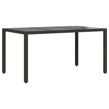 5-delige Tuinset met kussens poly rattan en glas zwart