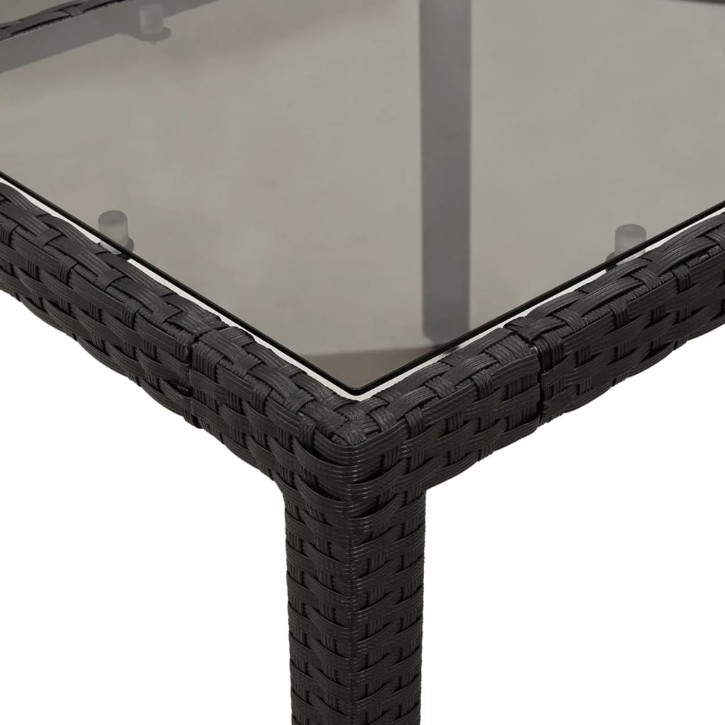 5-delige Tuinset met kussens poly rattan en glas zwart