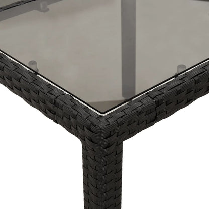 5-delige Tuinset met kussens poly rattan en glas zwart