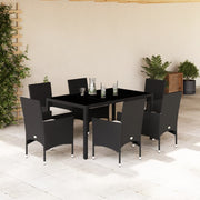 Tuinset 7-delig poly rattan acaciahout zwart