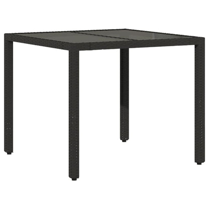 5-delige Tuinset met kussens poly rattan en glas zwart