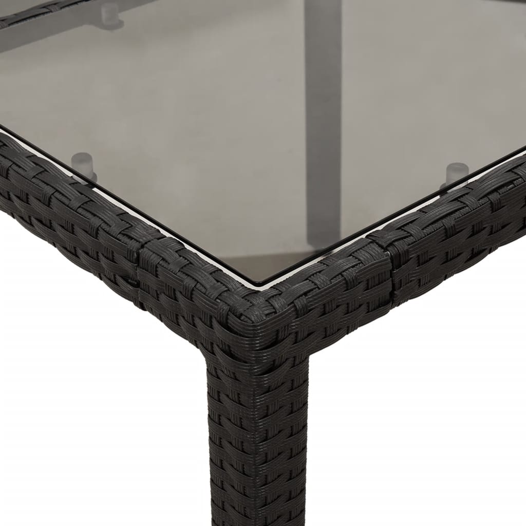 5-delige Tuinset met kussens poly rattan en glas zwart