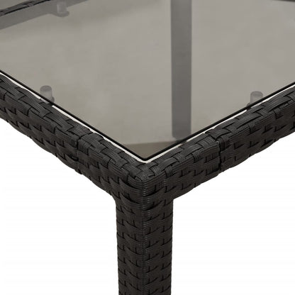5-delige Tuinset met kussens poly rattan en glas zwart