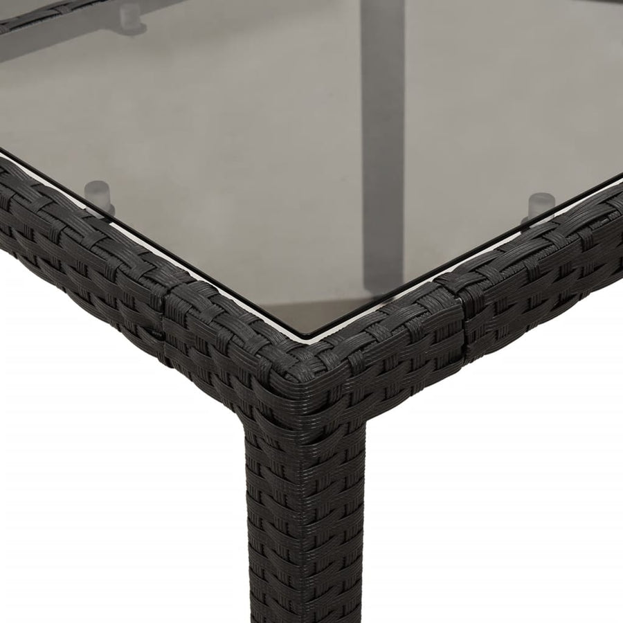 5-delige Tuinset met kussens poly rattan en glas zwart