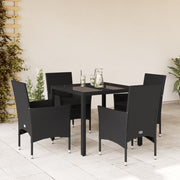 Tuinset 5-delig poly rattan zwart met glas