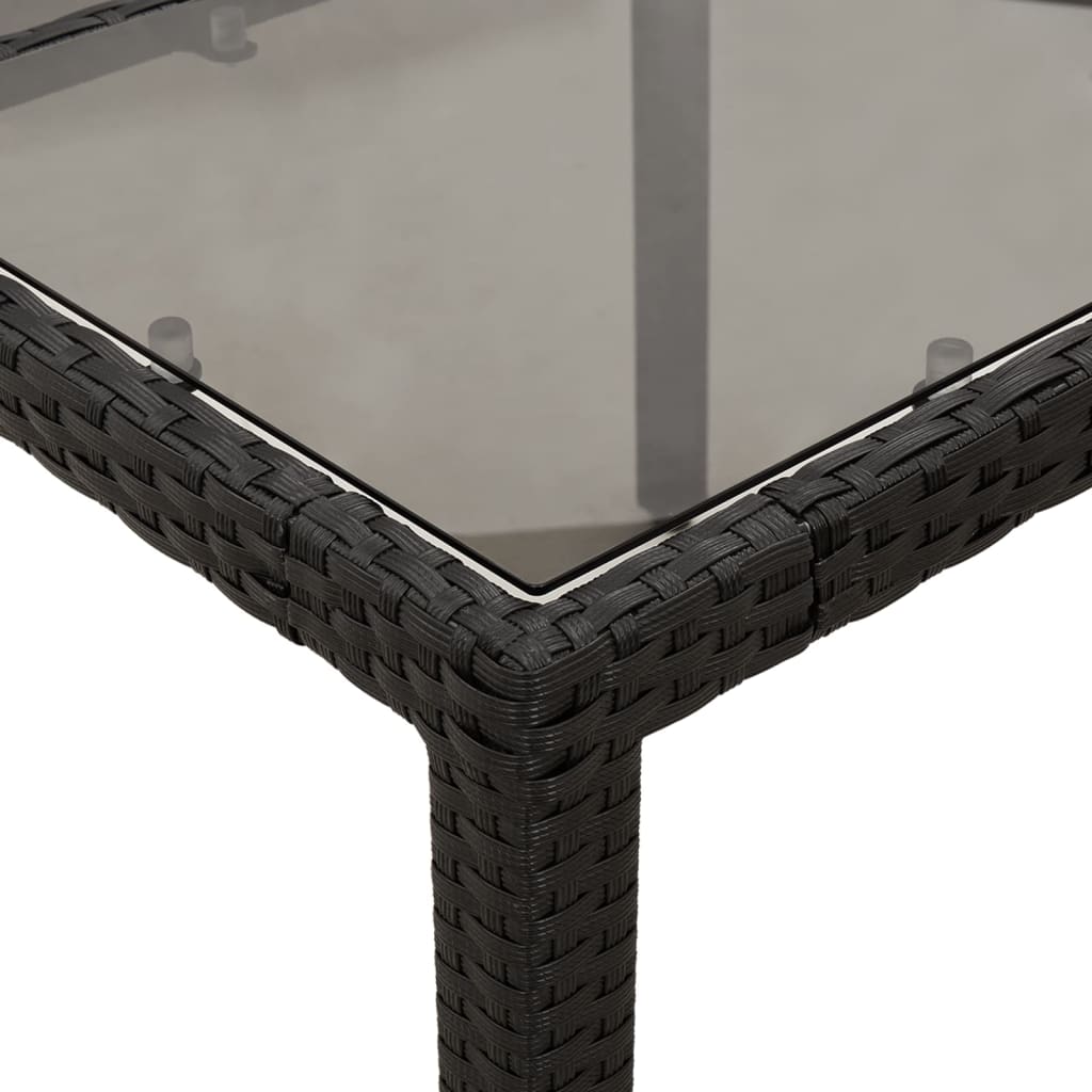 5-delige Tuinset met kussens poly rattan en glas zwart