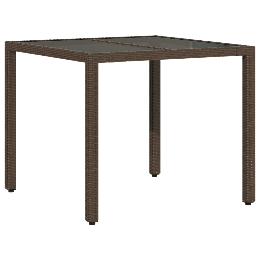 3-delige Tuinset met kussens poly rattan en glas bruin
