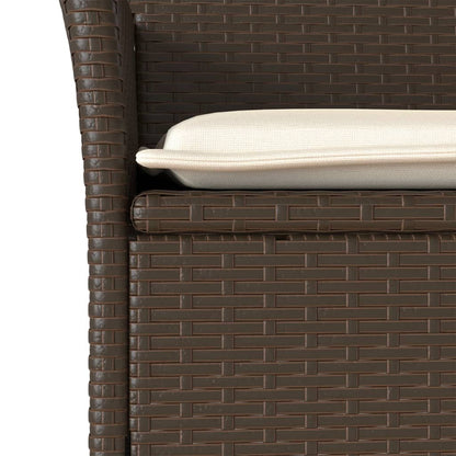 3-delige Tuinset met kussens poly rattan en glas bruin