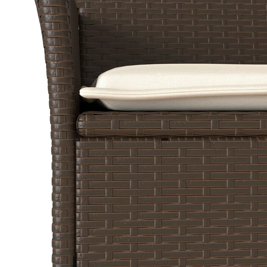 3-delige Tuinset met kussens poly rattan en glas bruin