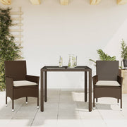 Tuinset 3-delig poly rattan bruin met glas