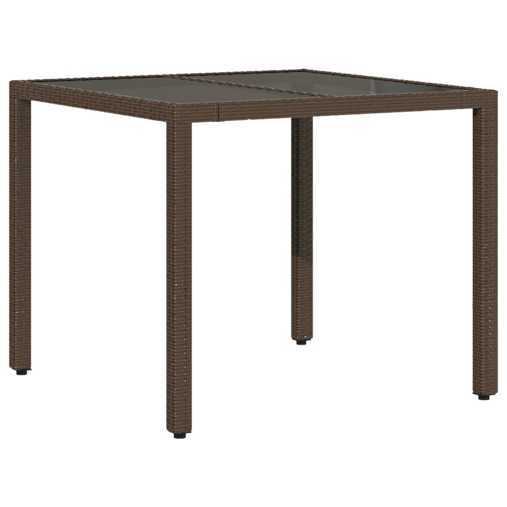 5-delige Tuinset met kussens poly rattan en glas bruin