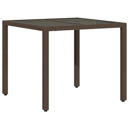 5-delige Tuinset met kussens poly rattan en glas bruin