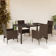 Tuinset poly rattan 5-delig bruin met glas
