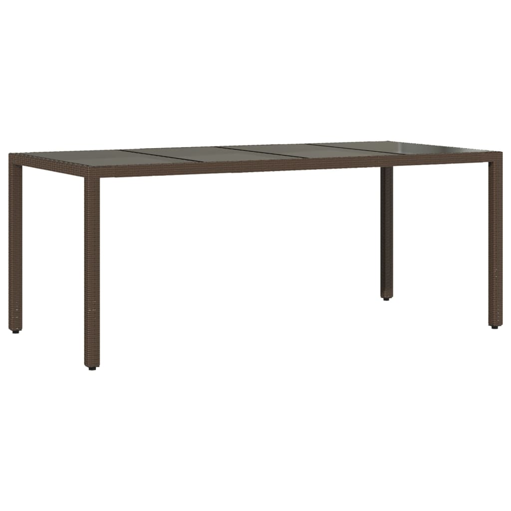 7-delige Tuinset met kussens poly rattan en glas bruin