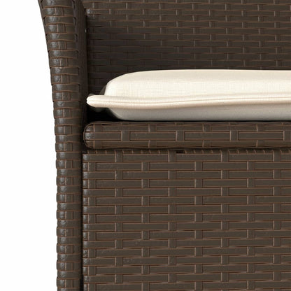 7-delige Tuinset met kussens poly rattan en glas bruin