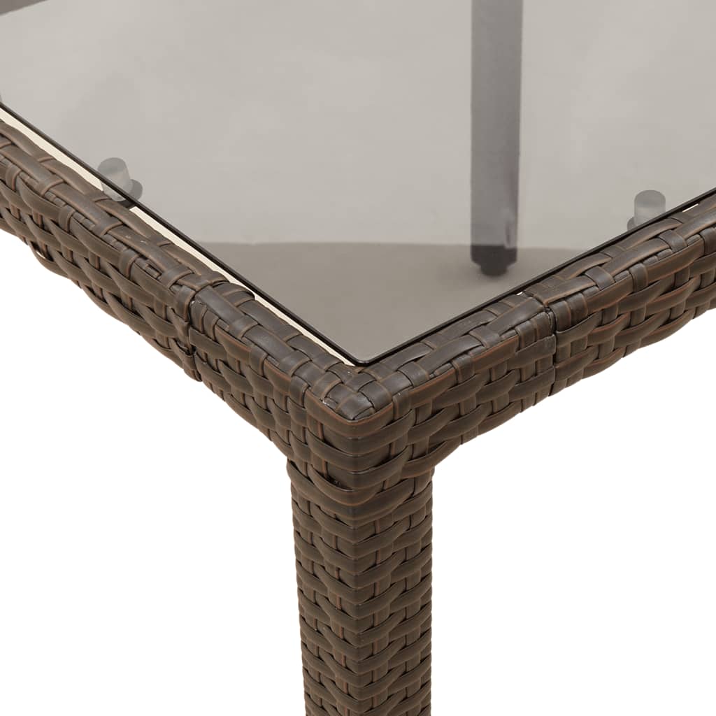 7-delige Tuinset met kussens poly rattan en glas bruin