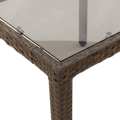 7-delige Tuinset met kussens poly rattan en glas bruin