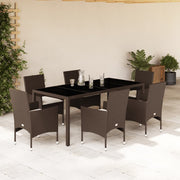 Tuinset 7-delig poly rattan bruin met kussens