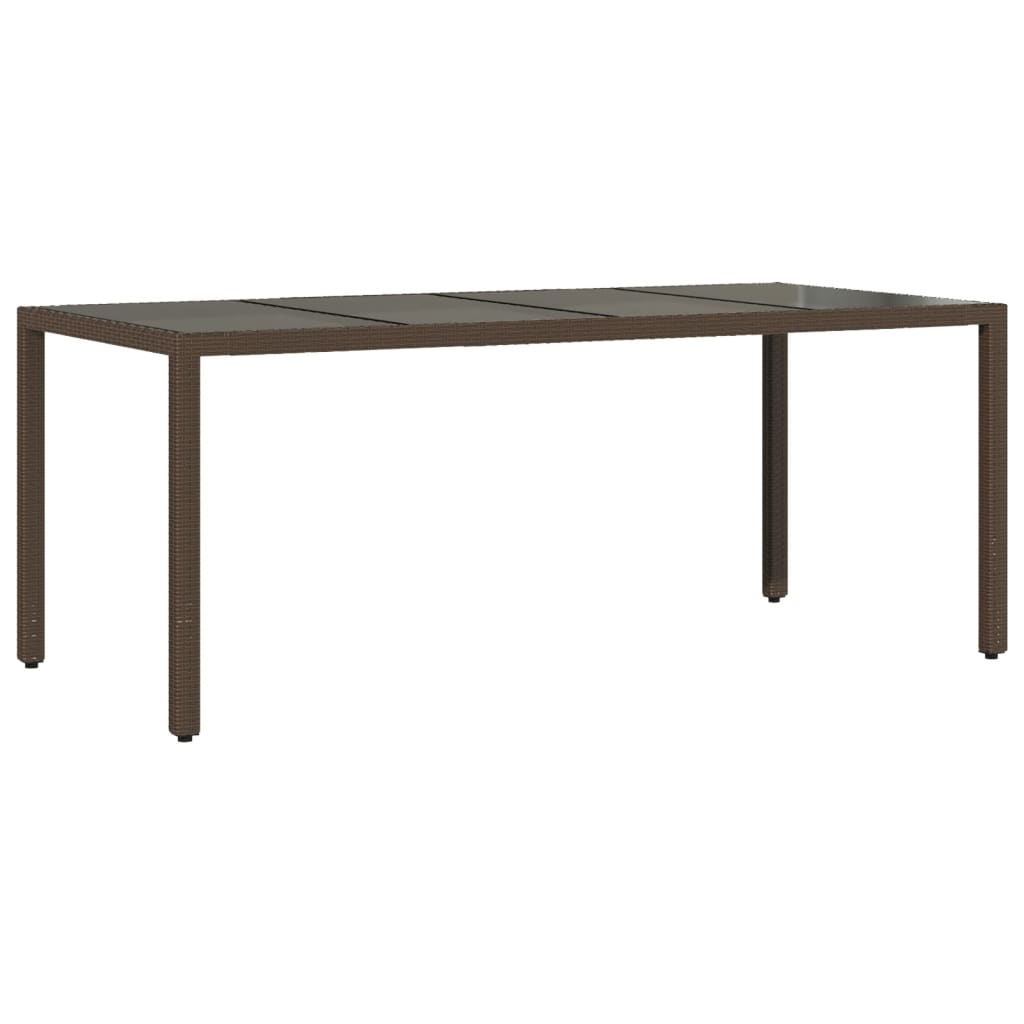 9-delige Tuinset met kussens poly rattan en glas bruin
