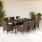 Tuinset 9-delig poly rattan bruin met kussens