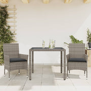 Tuinset 3-delig poly rattan grijs