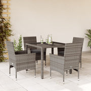 Tuinset poly rattan 5-delig grijs met kussens
