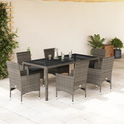 Tuinset 7-delig poly rattan grijs met kussens