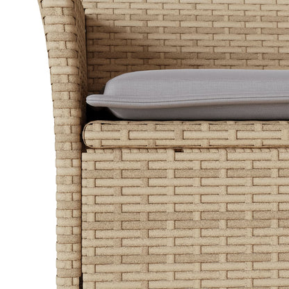 3-delige Tuinset met kussens poly rattan en glas beige