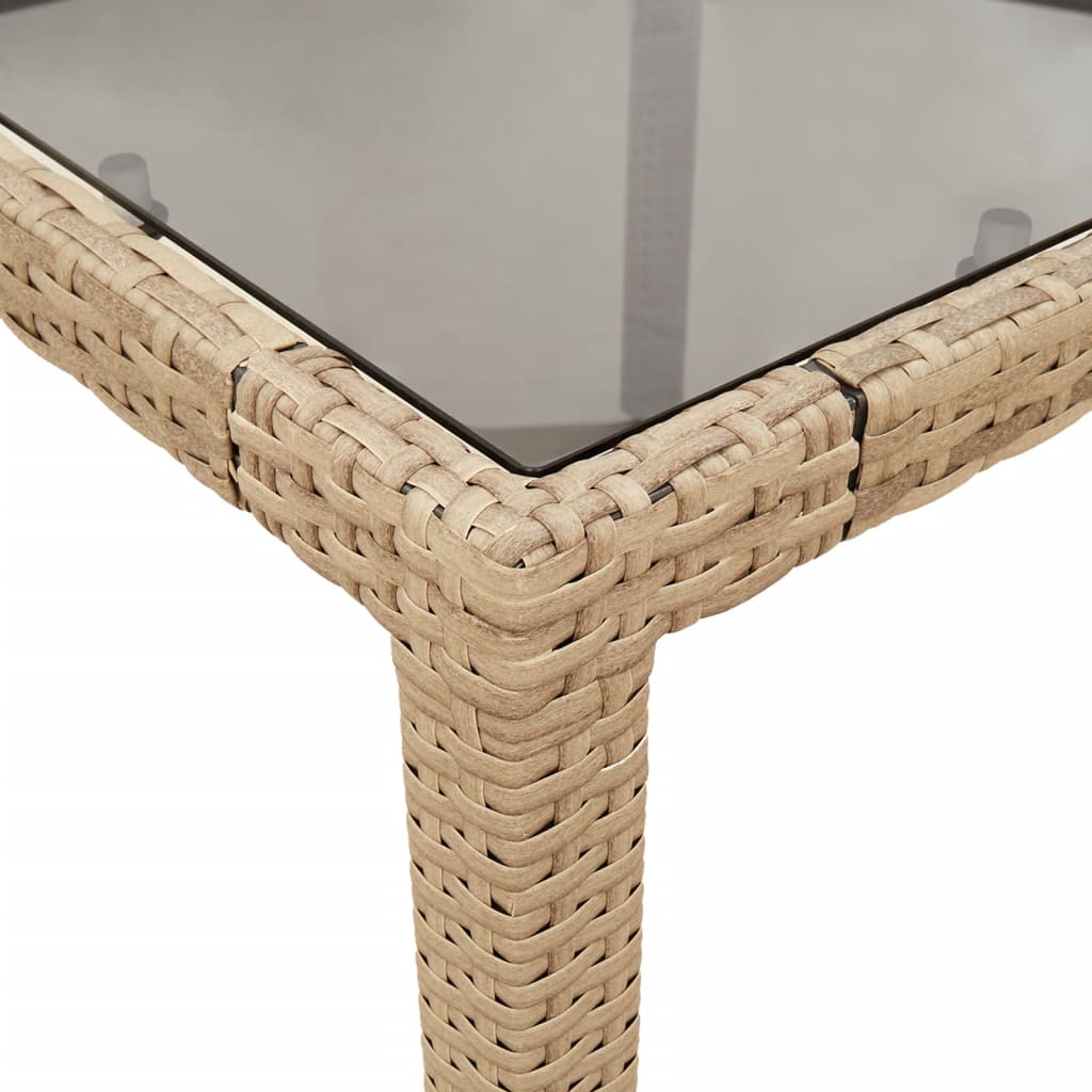 3-delige Tuinset met kussens poly rattan en glas beige