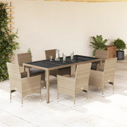 Tuinset 7-delig poly rattan beige met kussens