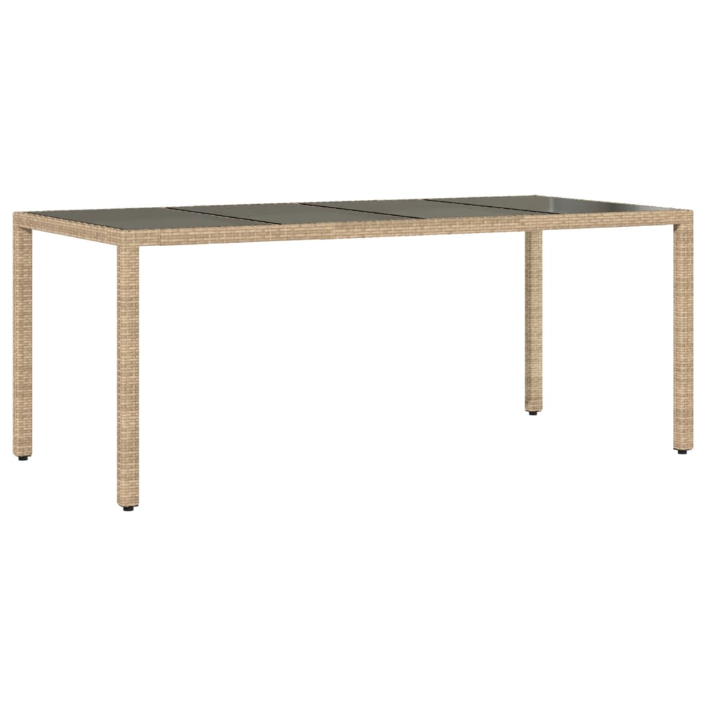 9-delige Tuinset met kussens poly rattan en glas beige