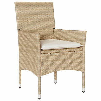 3-delige Tuinset met kussens poly rattan en glas beige