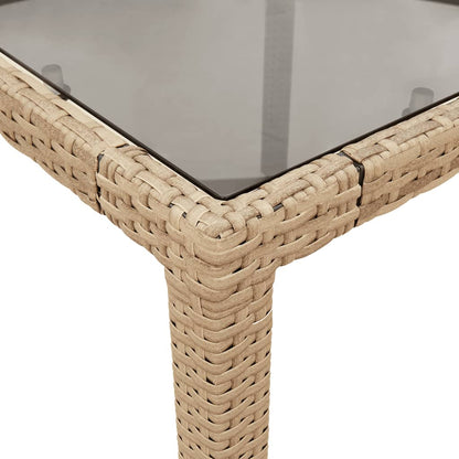3-delige Tuinset met kussens poly rattan en glas beige