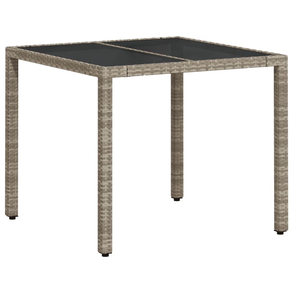 3-delige Tuinset met kussens poly rattan en glas grijs