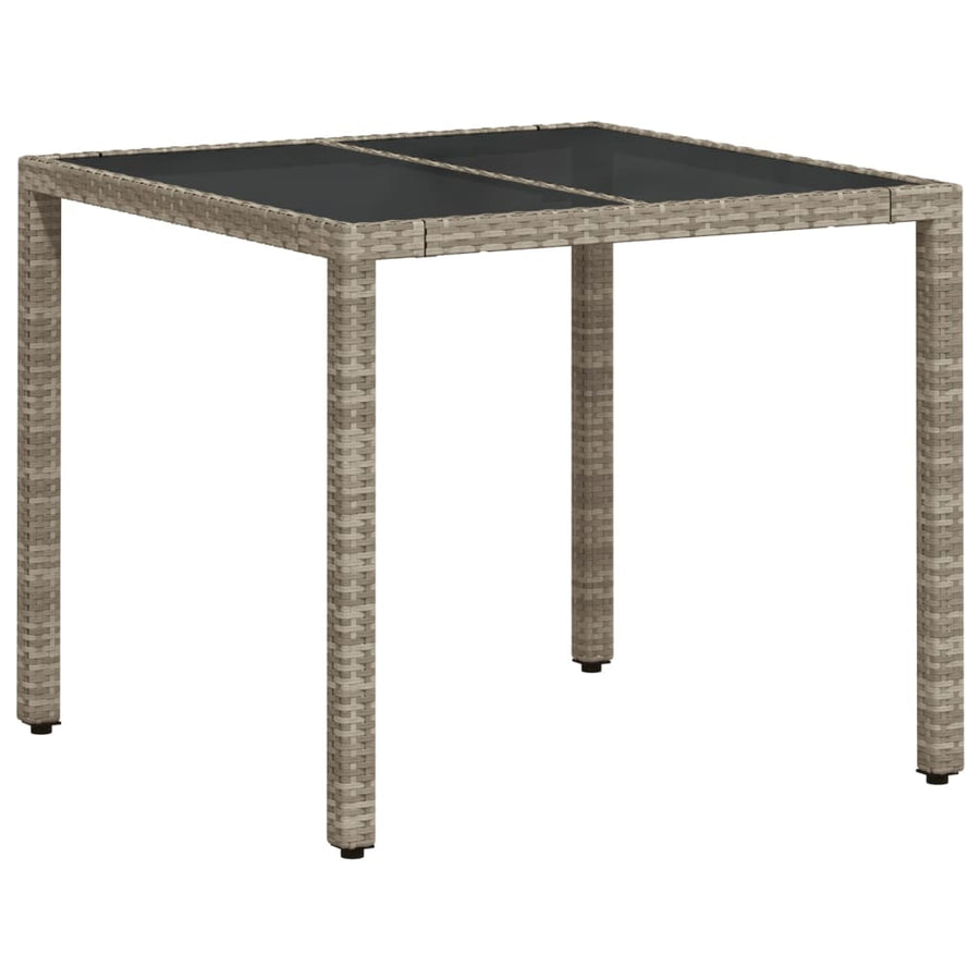 3-delige Tuinset met kussens poly rattan en glas grijs