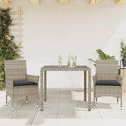 Tuinset 3-delig poly rattan grijs met kussens