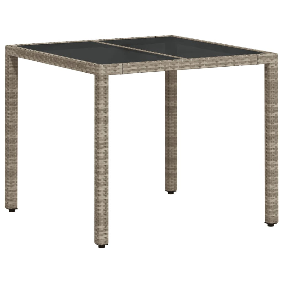 5-delige Tuinset met kussens poly rattan en glas lichtgrijs